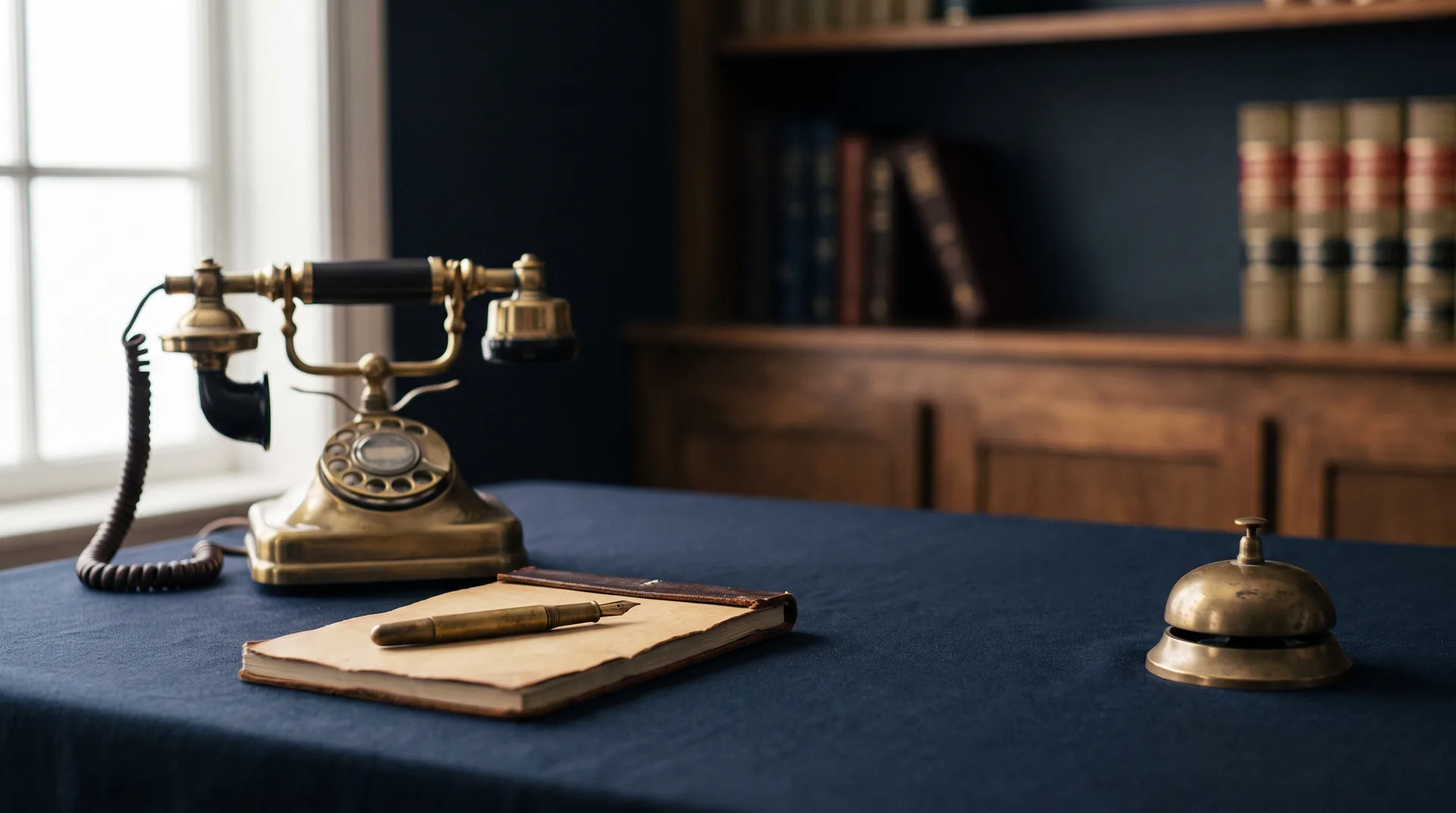 A vintage desk telephone and service bell, representing answering the calls that SEO rankings generate