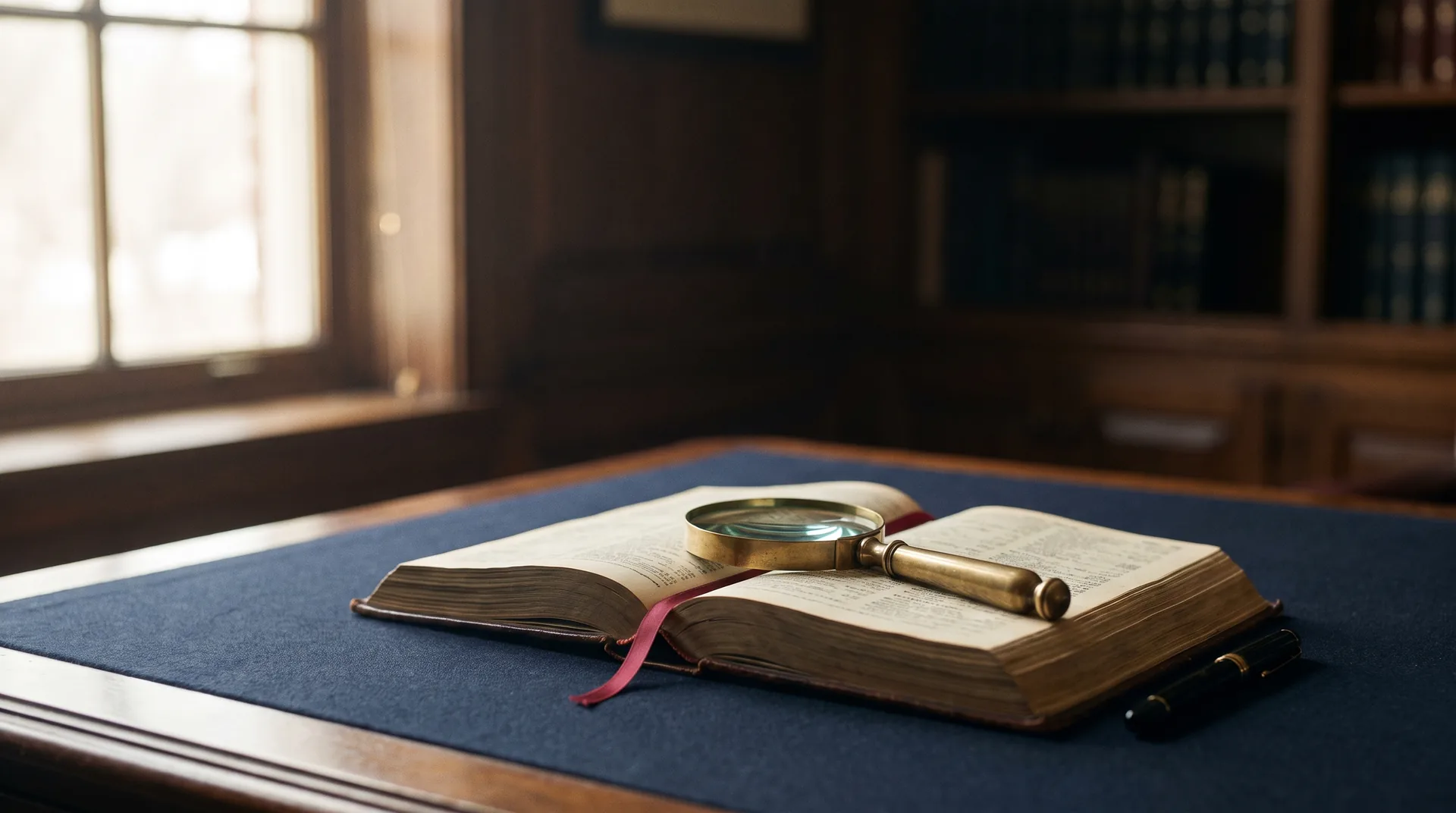 A magnifying glass over an open directory, representing what law firm SEO covers
