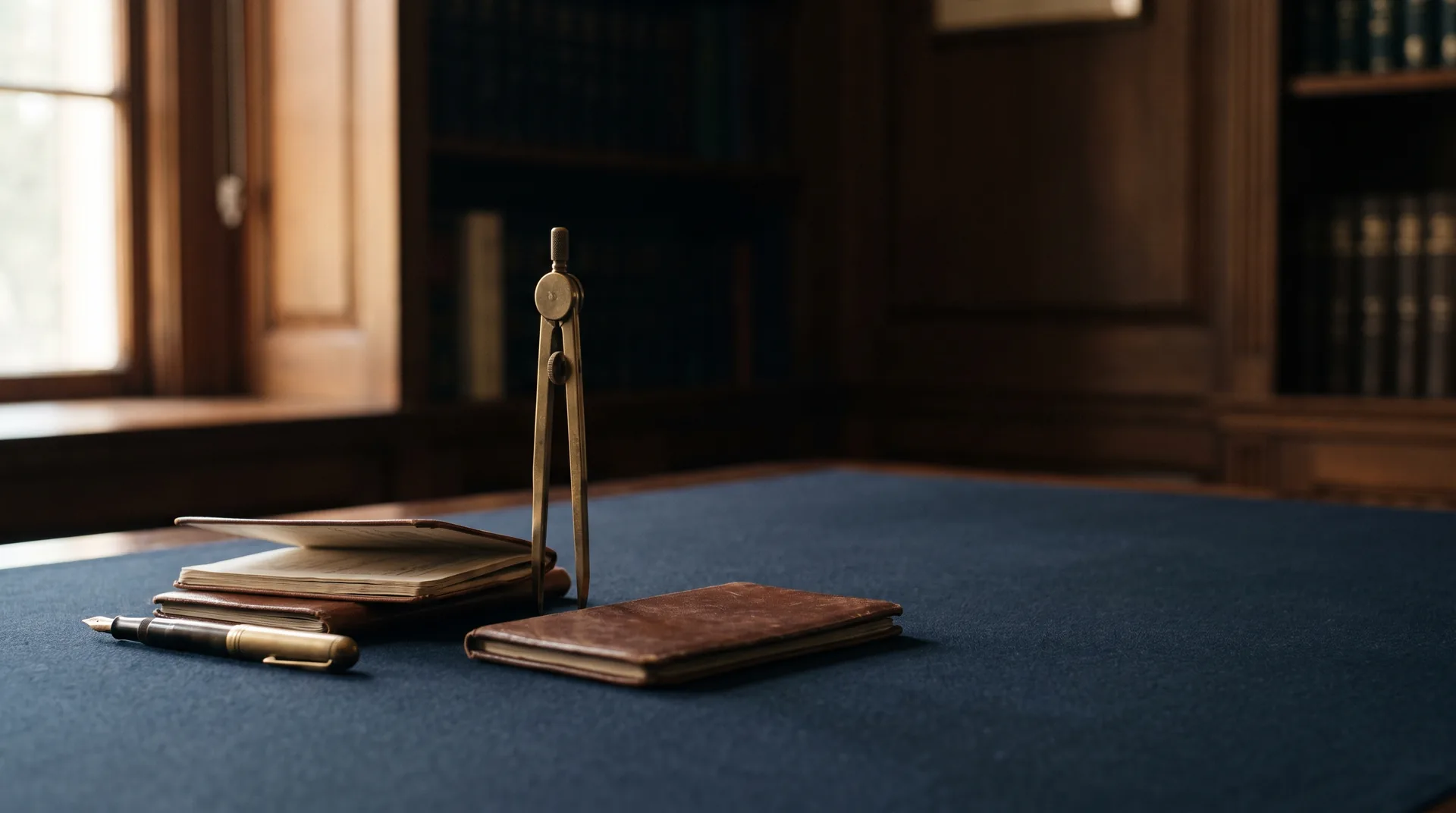 Two separate bank passbooks divided on a desk, representing an operating account and a client trust account